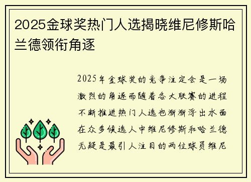 2025金球奖热门人选揭晓维尼修斯哈兰德领衔角逐
